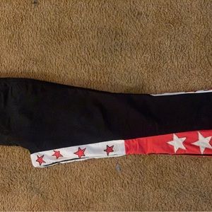 Flare jeans Black red and cream